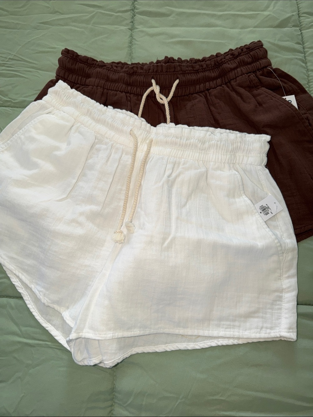 Old Navy White Linen-Blend Drawstring Athletic Shorts NEW W TAGS